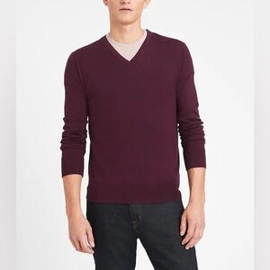2/75$ BANANA REPUBLIC silk & cashmere‎ blend knit burgundy sweater Sz medium